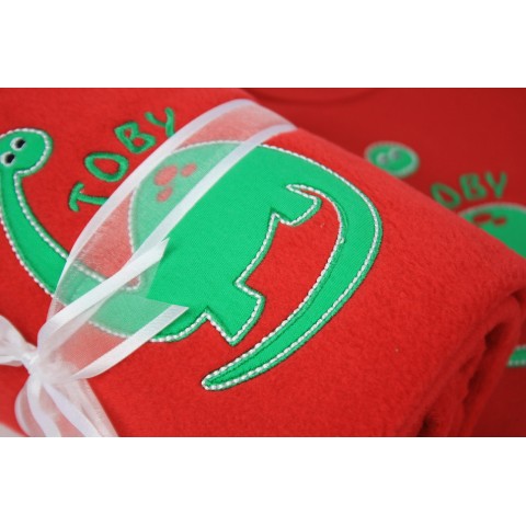 Personalised Embroidered Baby Blanket Dinosaur Design